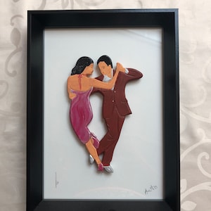 Paar von argentinischen Tango-Tänzern, Skulptur Patina