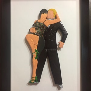 Couple of Argentine tango dancers, Sculpture plaster patinated