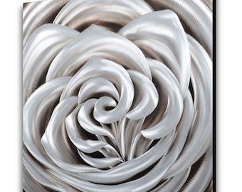 Metal Wall ART - Aluminum Picture - Framed Metal Picture - Metal Wall Decor - Metal The Silver Rose Picture