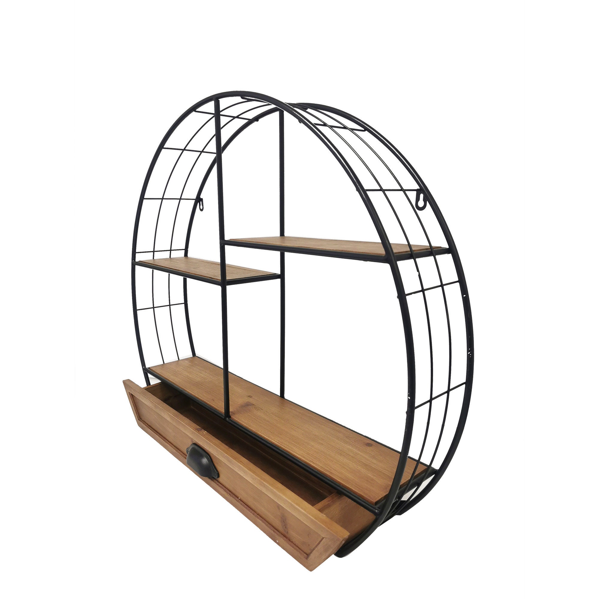 Rustic Iron Wall Shelf with drawer Etsy