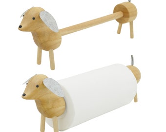 wooden dog paper towel holder