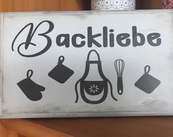 Wooden sign "Backliebe"