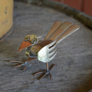 Spoon Bird Silverware Sculptures Silver Copper Eclectic Metal Art Silverware Animal Gift Handmade - Victor Fritch