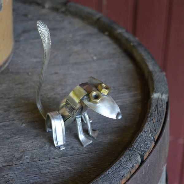 Dog Sculpture made of Vintage Silverplated Silverware