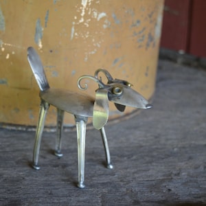 Chèvre argenterie petite ferme Sculptures jardin vintage argent métal argenterie Animal amoureux cadeau fait à la main