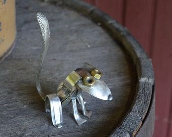 Dog Sculpture made of Vintage Silverplated Silverware