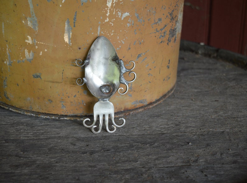 Spoon Fish Hanging Silverware Sculpture Metal Animal Handmade Etsy