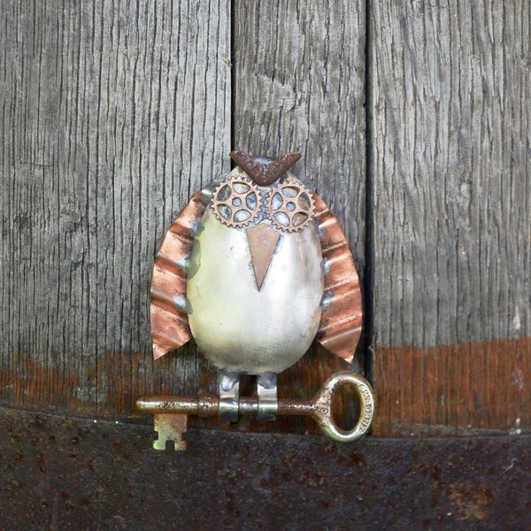 Owl Silverware sculpture wall hanging Small Metal Silverware Animal Handmade
