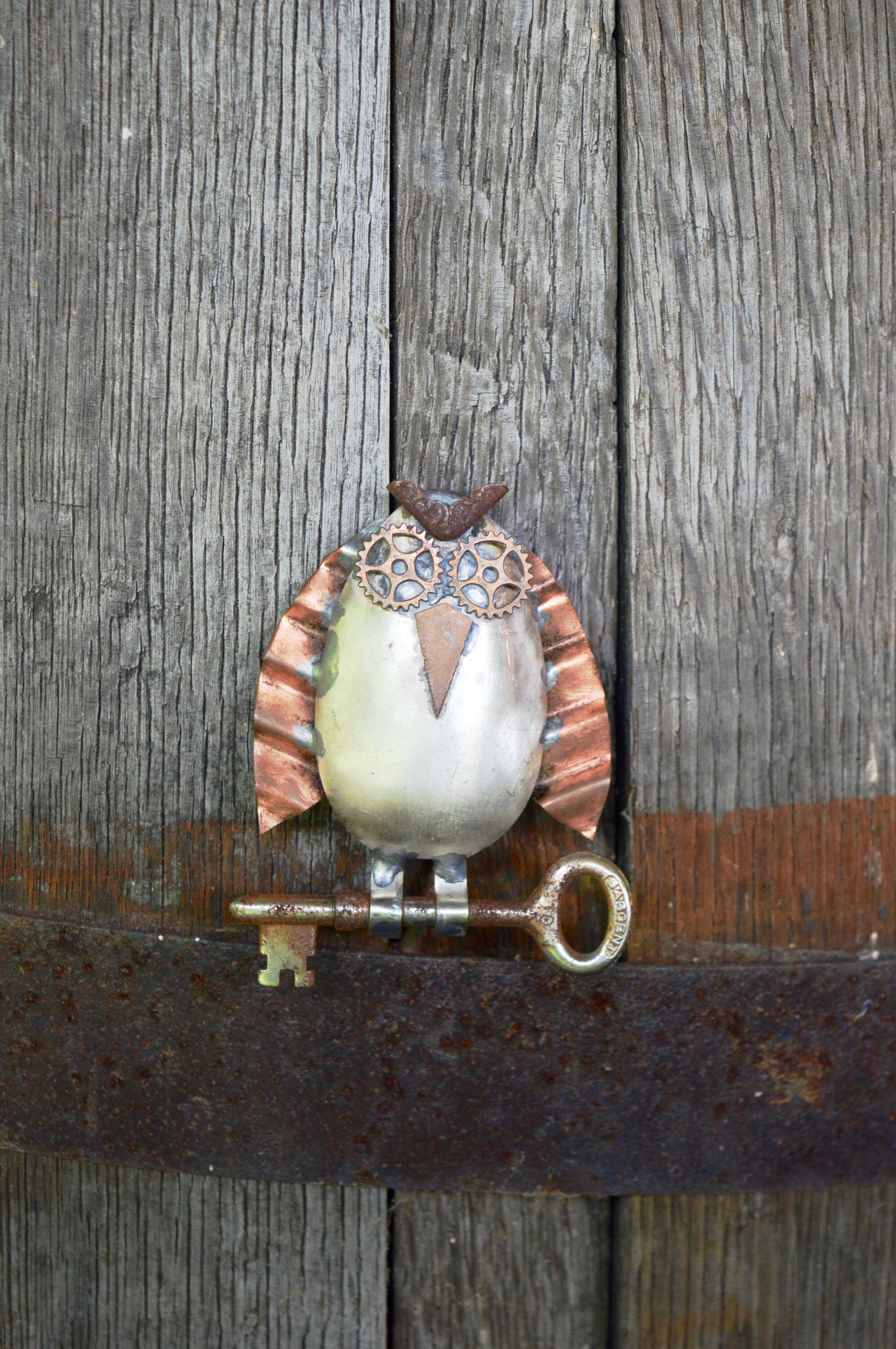 Owl Silverware sculpture wall hanging Small Metal Silverware Animal Handmade