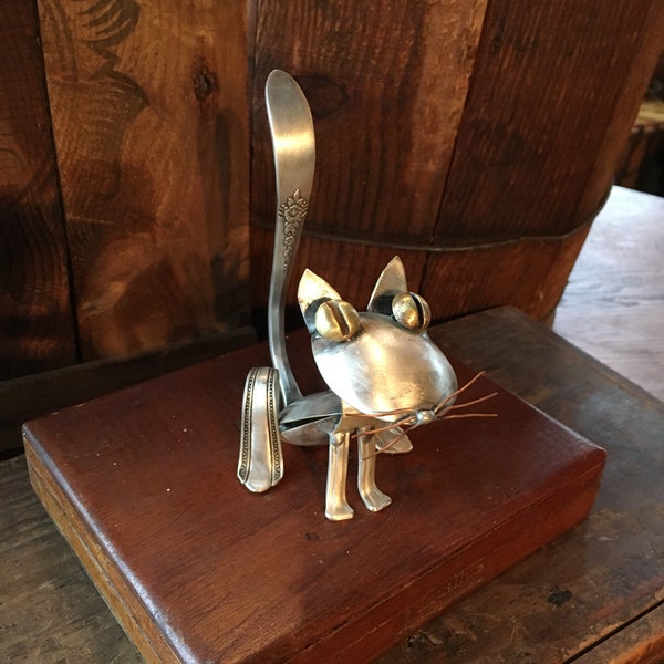 Spoon Cat Silverware Sculpture