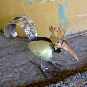 Spoon Rooster Silversmith Small Sculptures Farm Welded Garden Silver Copper Eclectic Metal Silverware Animal Gift Handmade - Art Beats
