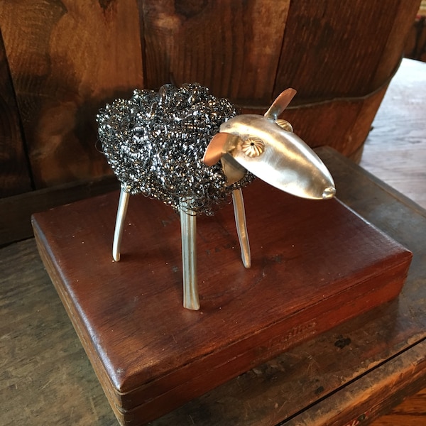 Sheep Silverware Sculpture Farm Art Silver-plate Brillo