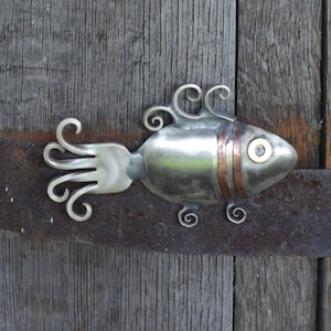 Löffel Fisch Hängen Silber Skulptur Metall Tier Handgemacht