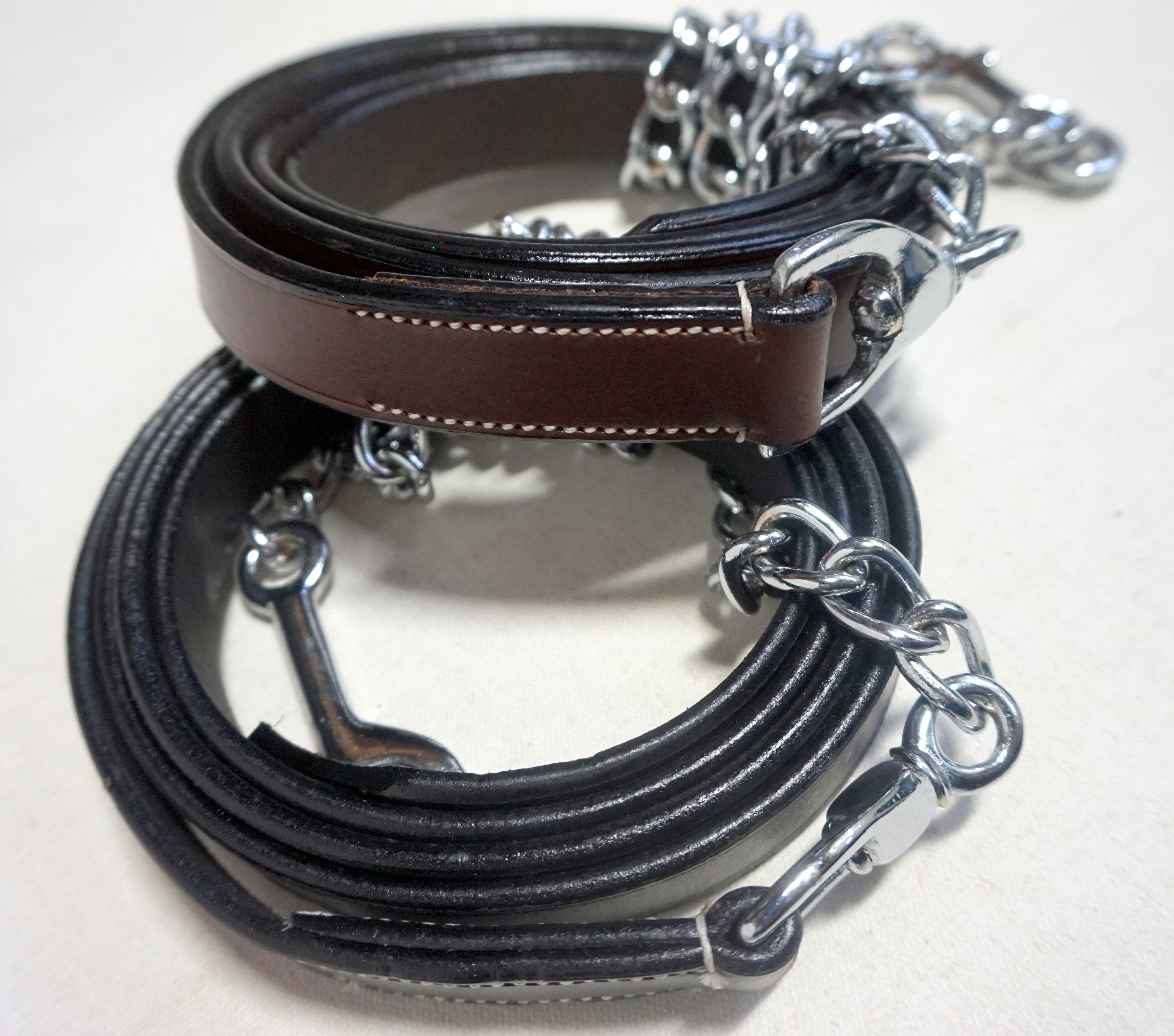 Leather Lead Rope with Custom Engraved Plate - Made in the USA