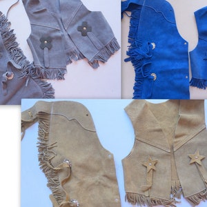Halloween Costume, Western Dress up-Cowgirl Children's Suede- Individual purchase for Chaps/ Vest/ or Set