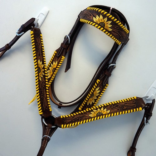 Western in Pony Or Horse Medium Leather Hand painted Headstall Breastplate Reins Set- Teal & Pink Floral Accents, Fringed: shops Wave Browband!