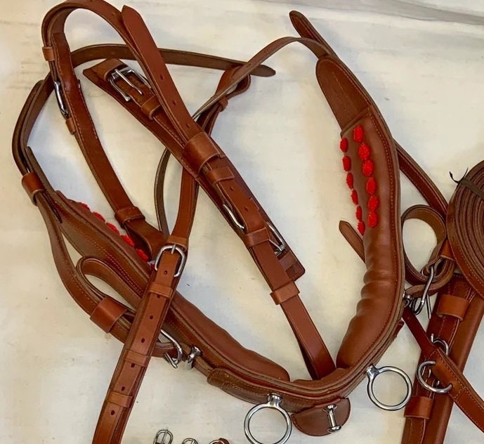 Accented Trim Black H.duty Mini /Pony Bridle OverCheck For Driving Cart