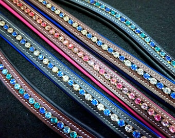 Bedazzled Brow Band- For English Bridle: Horse/ Cob/ Pony -Pink Teal Blue crystals Super Shinny Stocking Stuffer Cool Gift Idea!!!