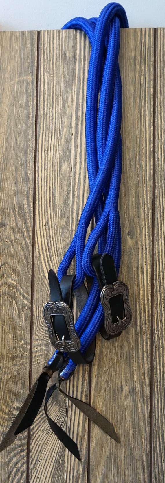 Campdrafting 8ft Rope Split Reins in Blue/Beige Horsemanship Western Riding 