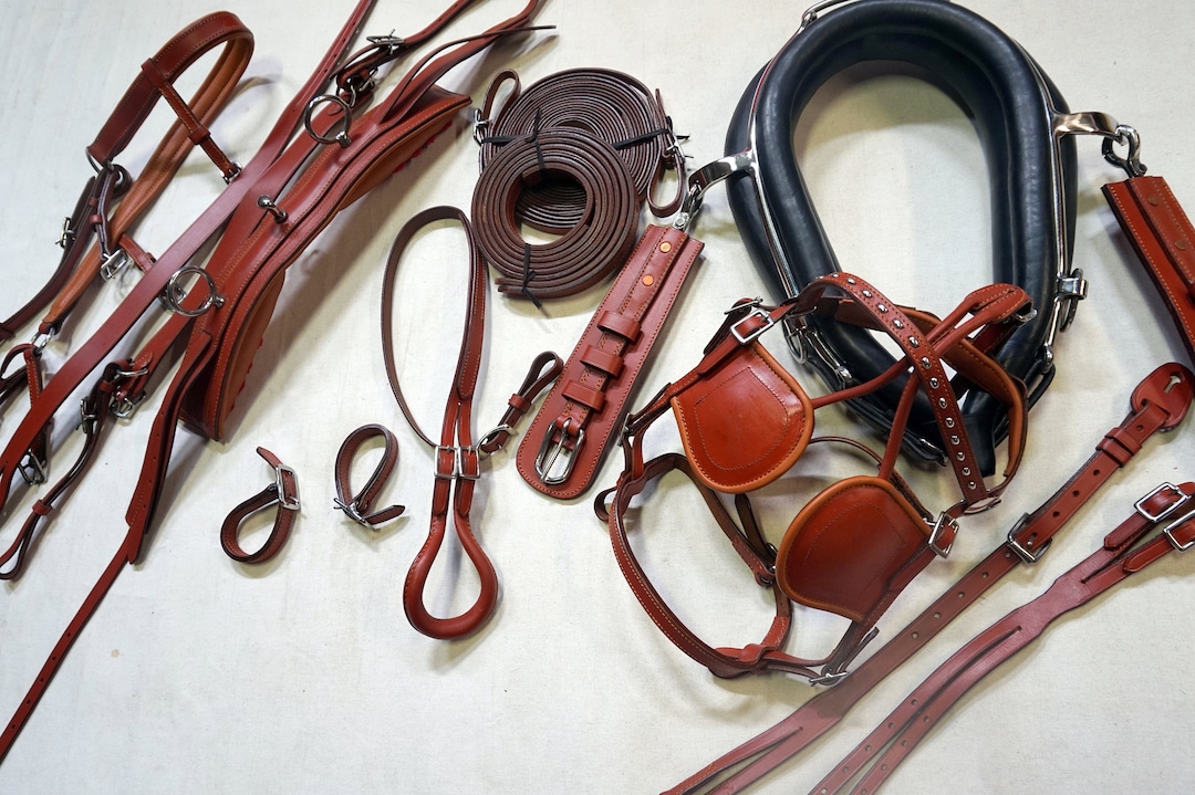 15 Collar Hames Style SINGLE Pony Cart Driving Harness Leather All Tan