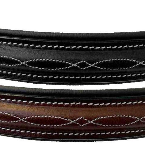 Simple Plain Brow Band- For English Bridle: (Warmblood) XL/ Horse/ Cob/ Pony -Brown Or Black. Fancy stitching. Stocking Stuffer for Gift!