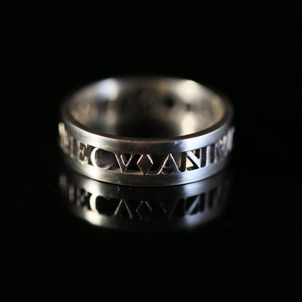 Réplique de bague d'inscription romaine en argent anima dvlcis vivas mecv / Réplique romaine Live With me Sweet Soul / Cadeau romantique / Cadeau d'anniversaire