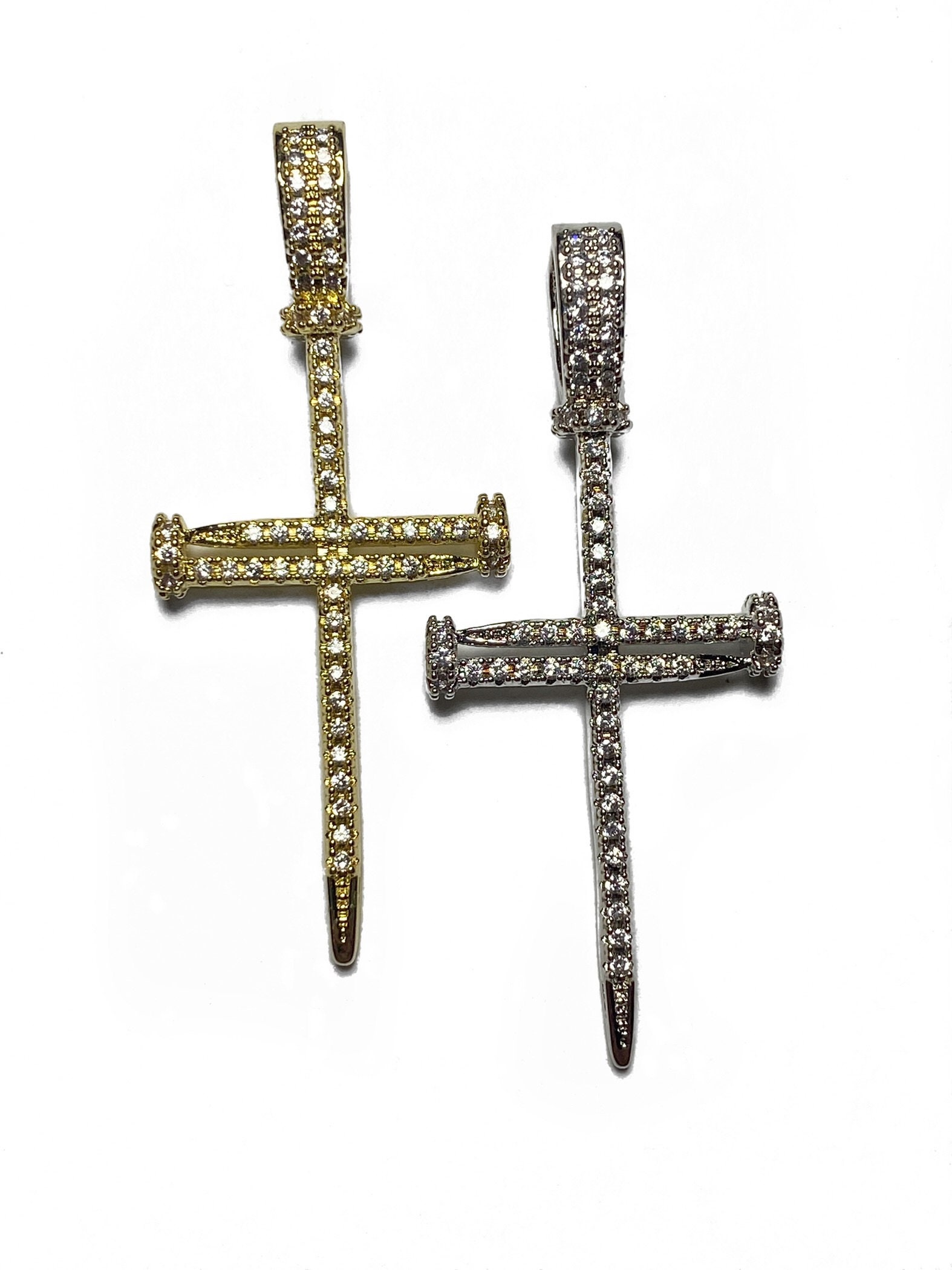 Diamond nail cross pendant hot sale