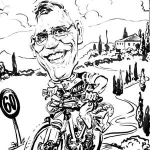 A3 karikatuur van 1 persoon met achtergrond
