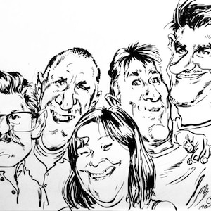 A3 Gruppe Karikatur von 5 Personen