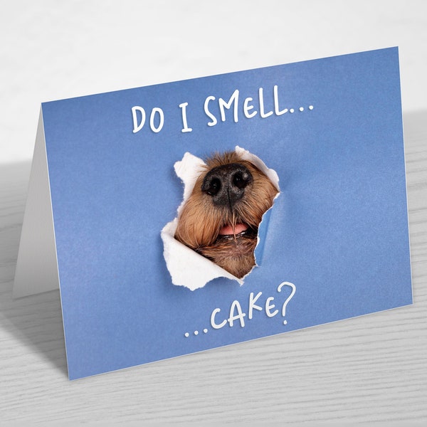 Funny Dog Peeking Through Card - Dog Birthday Card - Card From The Dog - Funny Animals Greeting Card - 5x7 inches blank card