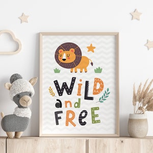 Decoración de sala de juegos salvaje y libre de estilo escandinavo, arte de pared de dormitorio de niños, arte de pared imprimible para niños de Boho Scandi Woodland imprimible digital