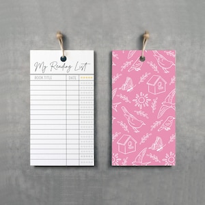 Printable Bookmark Reading List, Log Book Tracker, Library Card Book Reading Tracker for kids, Read Book List, Gift for Book Lover Book Club