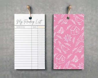 Printable Bookmark Reading List, Log Book Tracker, Library Card Book Reading Tracker for kids, Read Book List, Gift for Book Lover Book Club