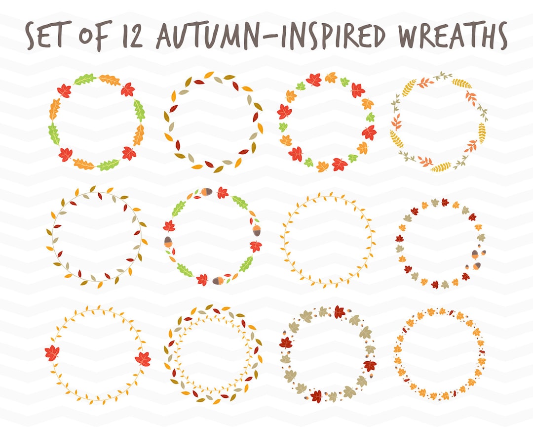 Autumn / Fall Inspired Wreaths Bundle - Autumn Wreath Clipart - Fall ...