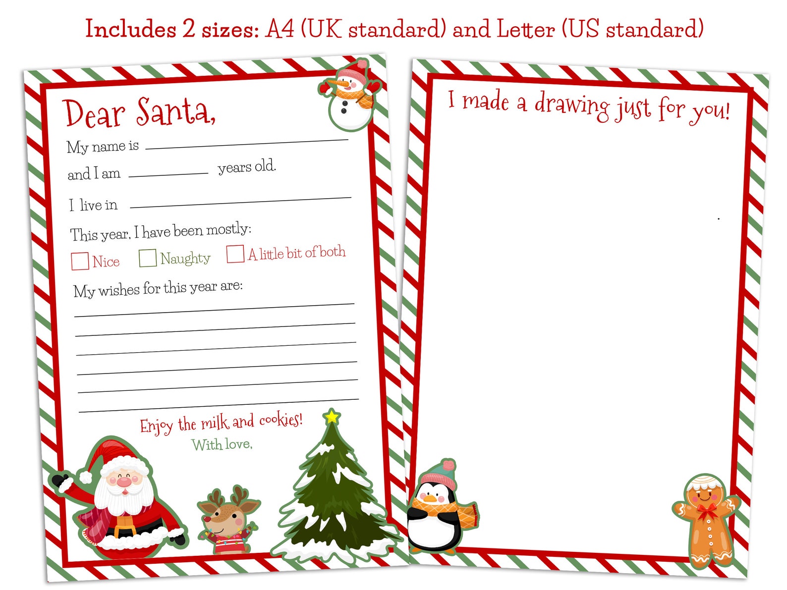 PRINTABLE Letter to Santa - Kids Letter to Father Christmas - Christmas ...