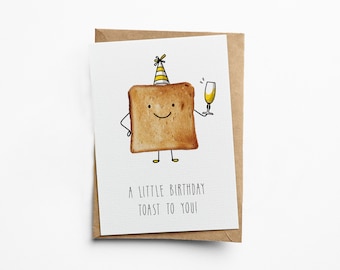Birthday Toast Card - Funny greeting card- Happy Birthday Card - 5x7 inches blank birthday card - Humorous / Funny birthday card
