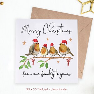 Robins family Christmas Card - Xmas Greeting Card -  Christmas Greetings - New Family Member Christmas card - New Baby Family Christmas Card
