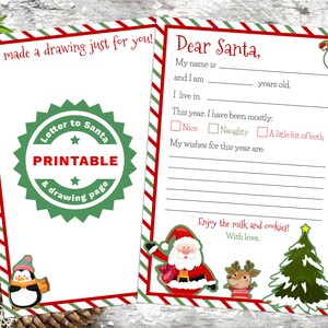 Carta a Papá Noel para imprimir - Carta infantil a Papá Noel - Carta navideña para imprimir a Papá Noel - Dibujo para Papá Noel