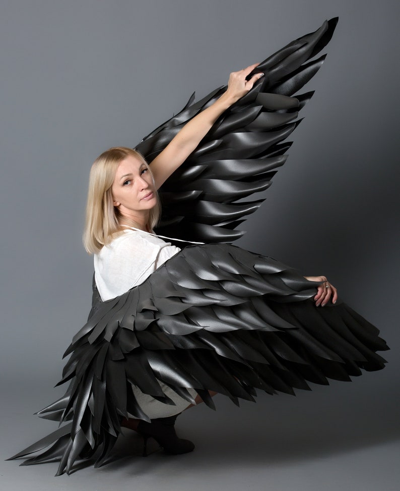 BLACK Wings/ angel wings costume/men wings/BLACK DEMON/Large Etsy