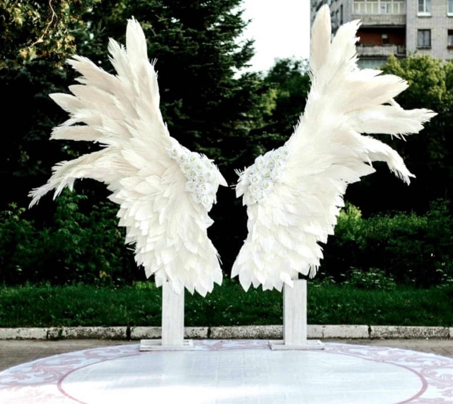 Wedding backdrop for ceremony Giant angel wings stand Outdoor Etsy
