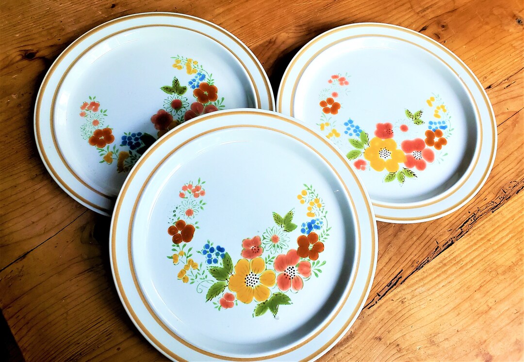 Sweet Flowers Stoneware Collection Dinner Plates Set of 3 Etsy