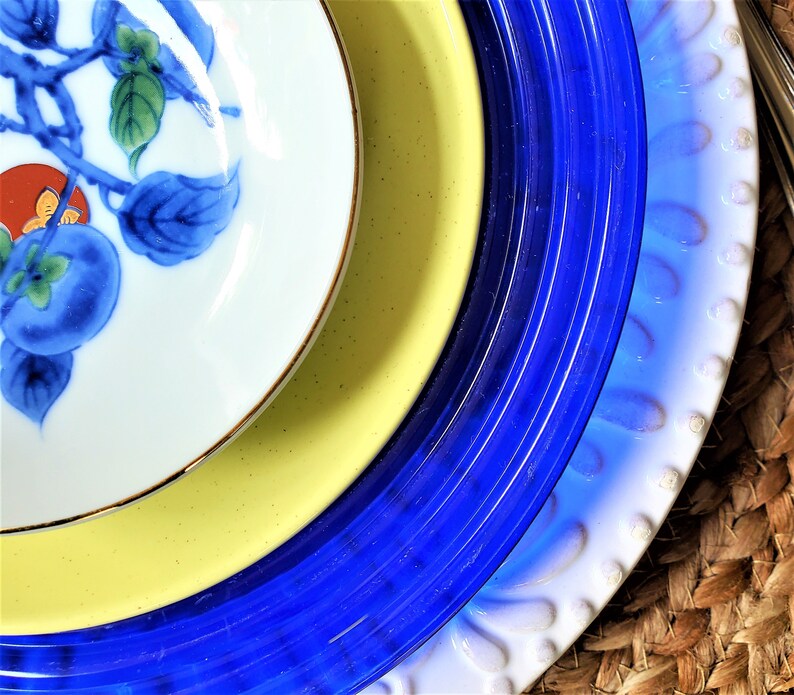 5 Mismatched Place Settings Vintage China Blue and White Etsy