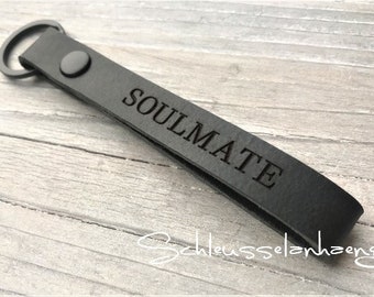 Keychain leather, soulmate, personalized, favorite dad, favorite person, binary code, name, text,