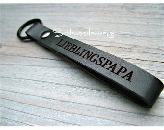 Keychain leather, personalized, favorite dad, favorite person, binary code, name, text, with engraving, desired engraving