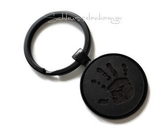 Ein schöner Handabdruck, leder Schlüsselanhänger, Fußabdruck, Symbol, Erinnerungskeychain, Hundetatze, personalisiert, weihnachtsgeschenk