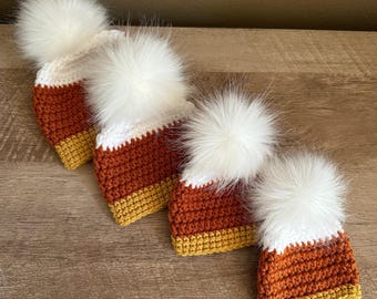 Newborn Candy Corn Baby Hat | 3-6 Month Baby Halloween Outfit | Micro Preemie Candy Corn Hat | Thanksgiving Crochet Candy Corn Hat