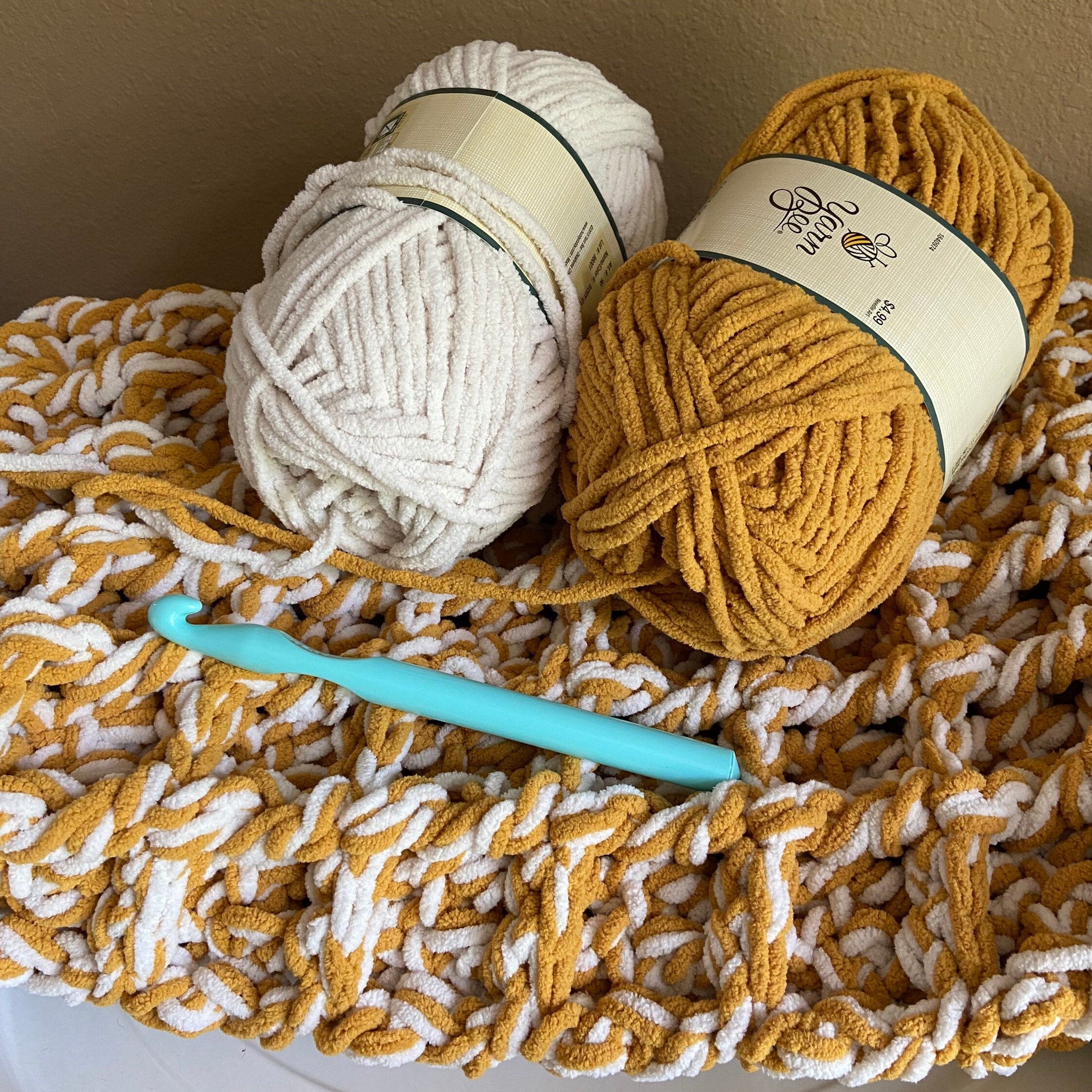YARN (DISCONTINUED): Lot of 3 skeins (per bag) Hobby Lobby Baby Bee Hu –  Crochet by Jennifer