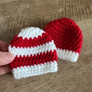 Micro Preemie Crochet Christmas Baby Santa Hat | Micro Preemie Candy Cane Hat | Happy New Year Baby Hat | Baby Valentines Day Hat