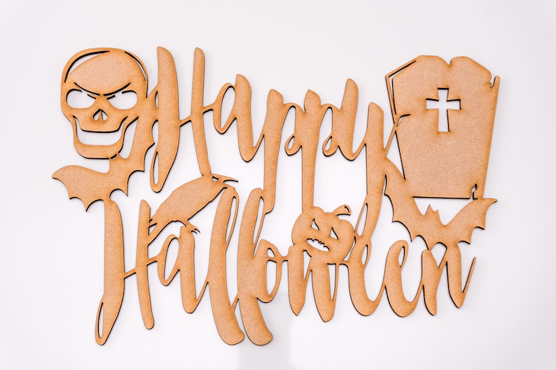 Halloween Wooden MDF Plaque 'HAPPY HALLOWEEN' Etsy