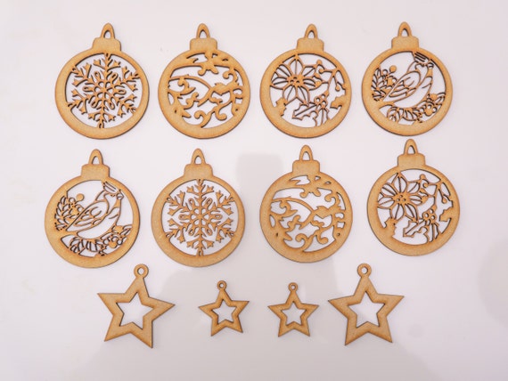 3mm MDF lasercut unicorn alphabet hanging bauble Tag pack of 3